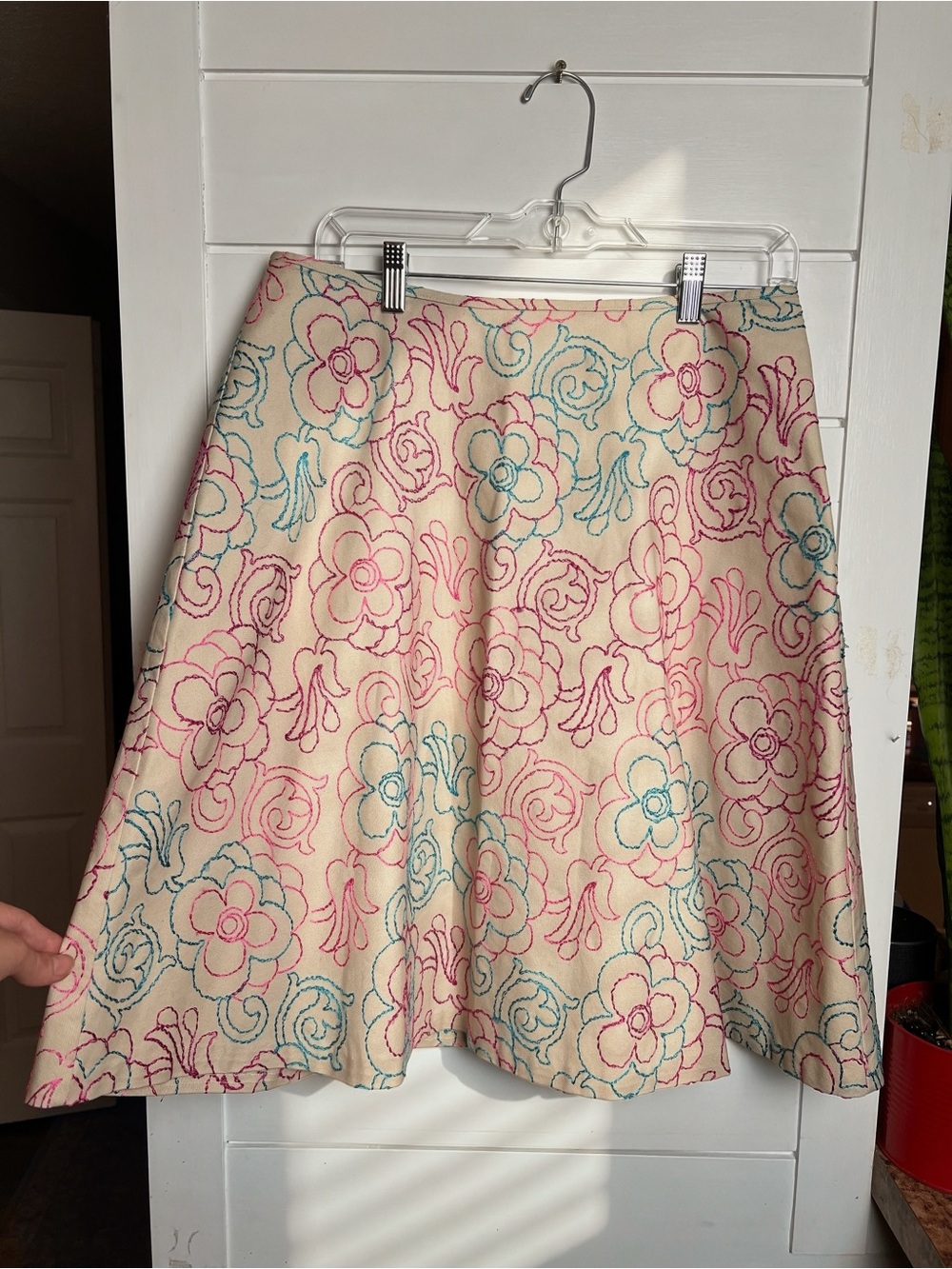 ABR New York Embroidered Floral Linen Skirt - Size 12P